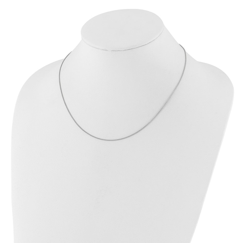 14K White Gold 1mm Spiga 1in+1in Adjustable Chain
