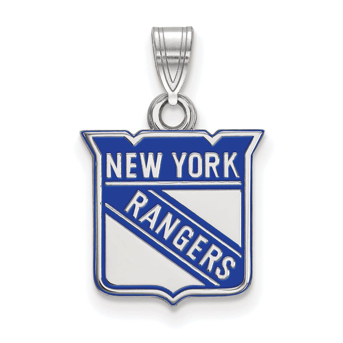 LogoArt NHL New York Rangers Sterling Silver Small Enamel Pendant