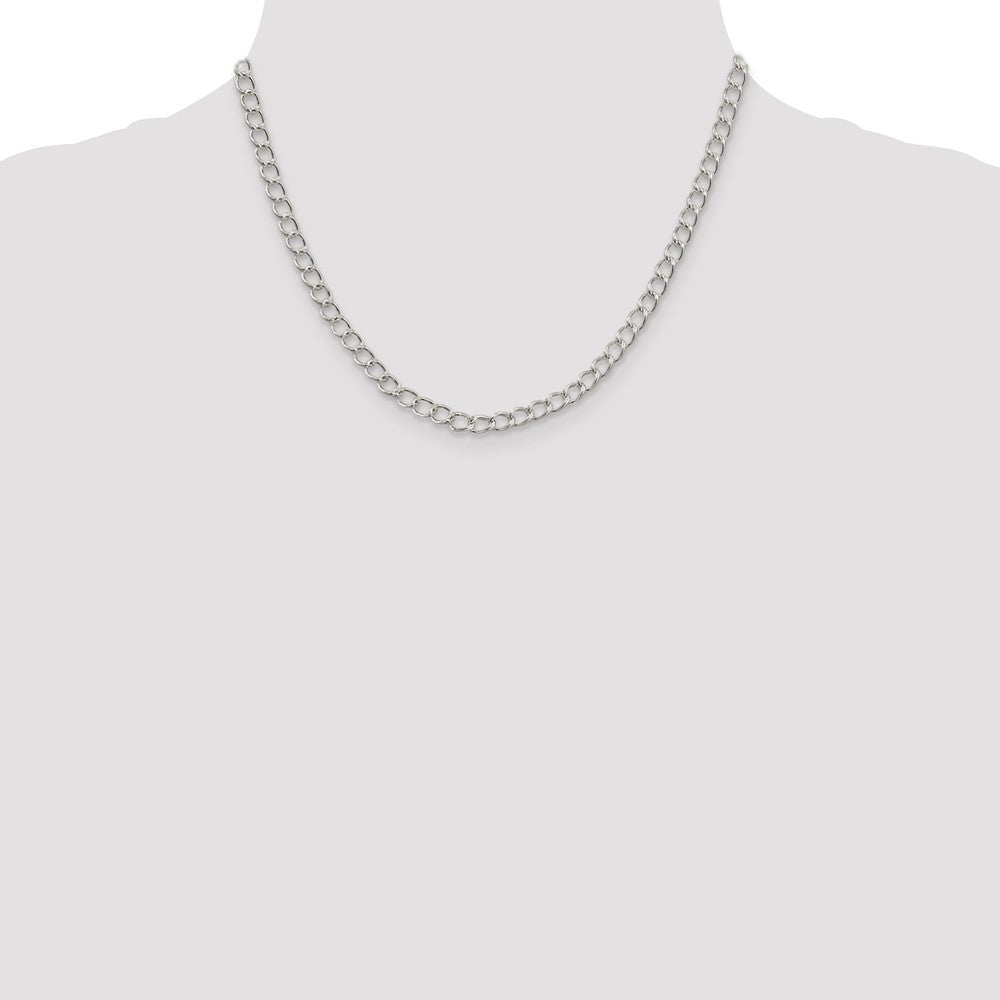 Sterling Silver 4.5mm Half round Wire Open Curb Chain 18 Inches