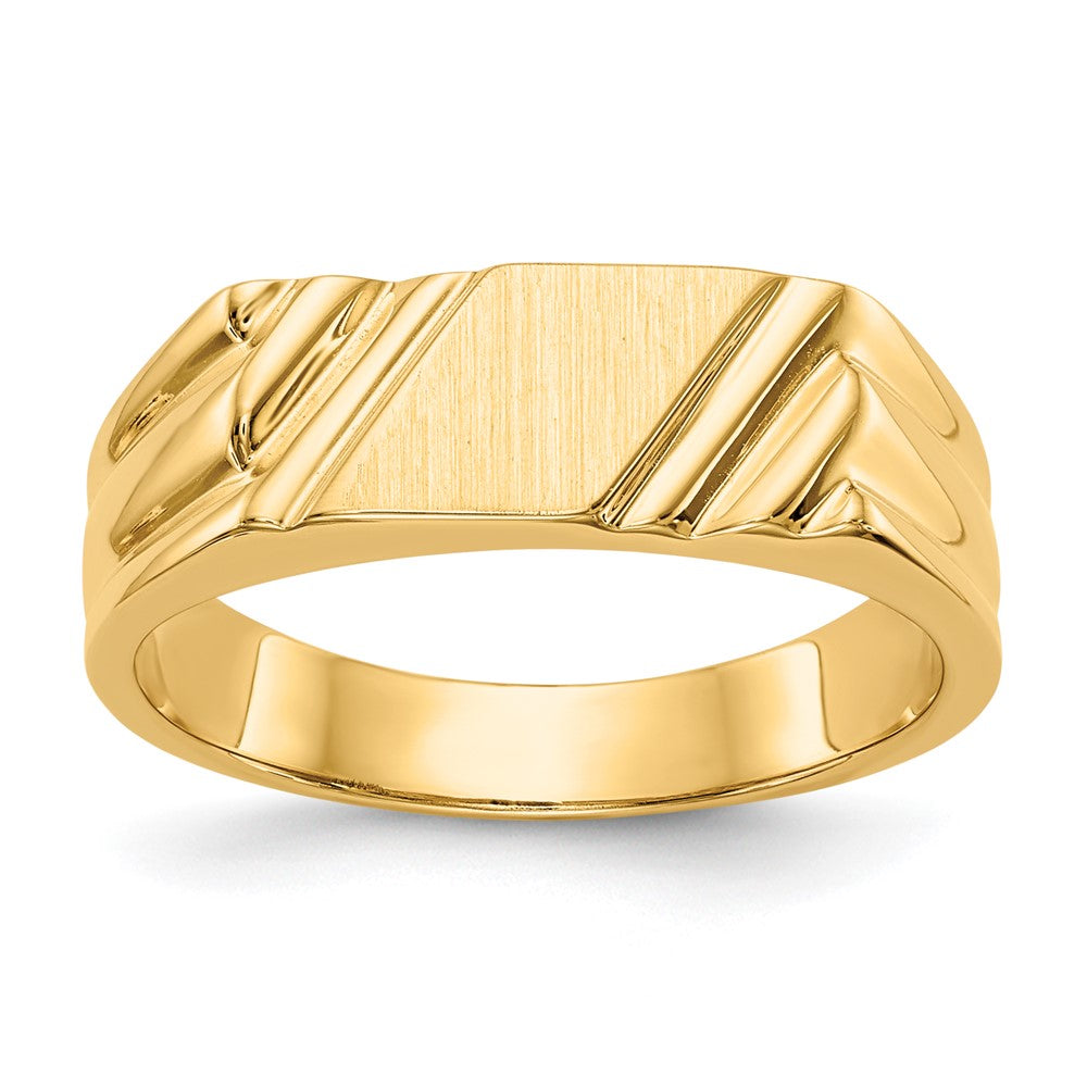 14k 12.0 x 6.0mm Open Back Signet Ring Size 6