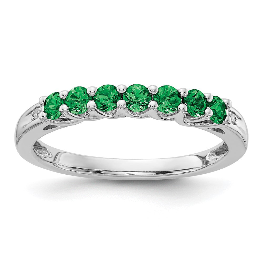 10k White Gold CR Emerald & Diamond Ring