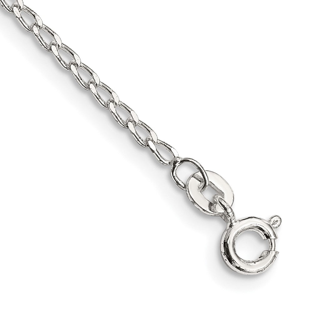 Sterling Silver 1.5mm Open Elongated Link Chain Anklet 9 inches
