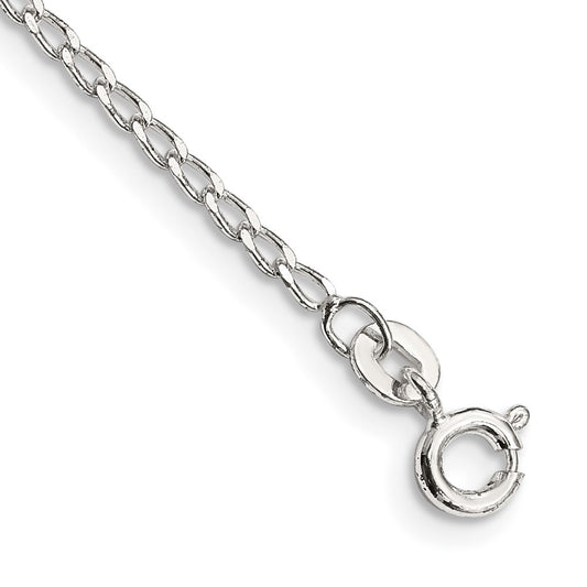 Sterling Silver 1.5mm Open Elongated Link Chain Anklet 9 inches
