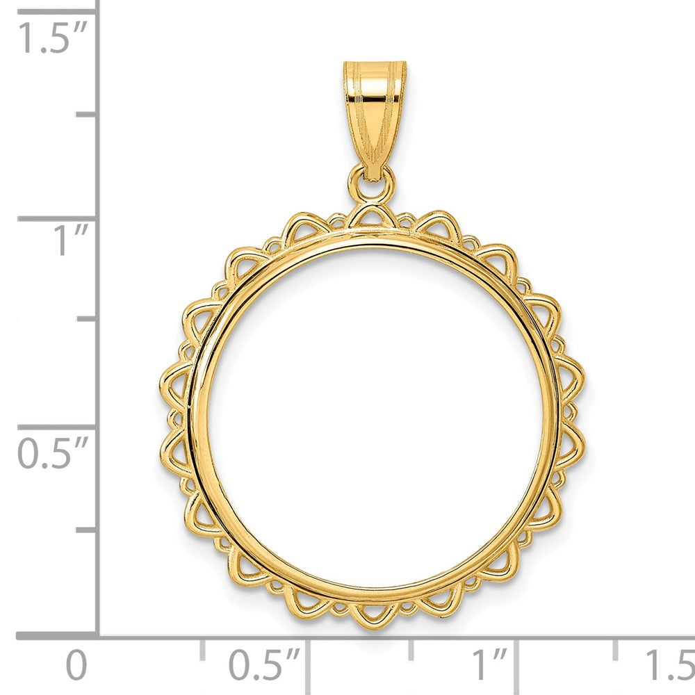 14k Polished Multi Arch with 22.0mm Prong Coin Bezel Pendant