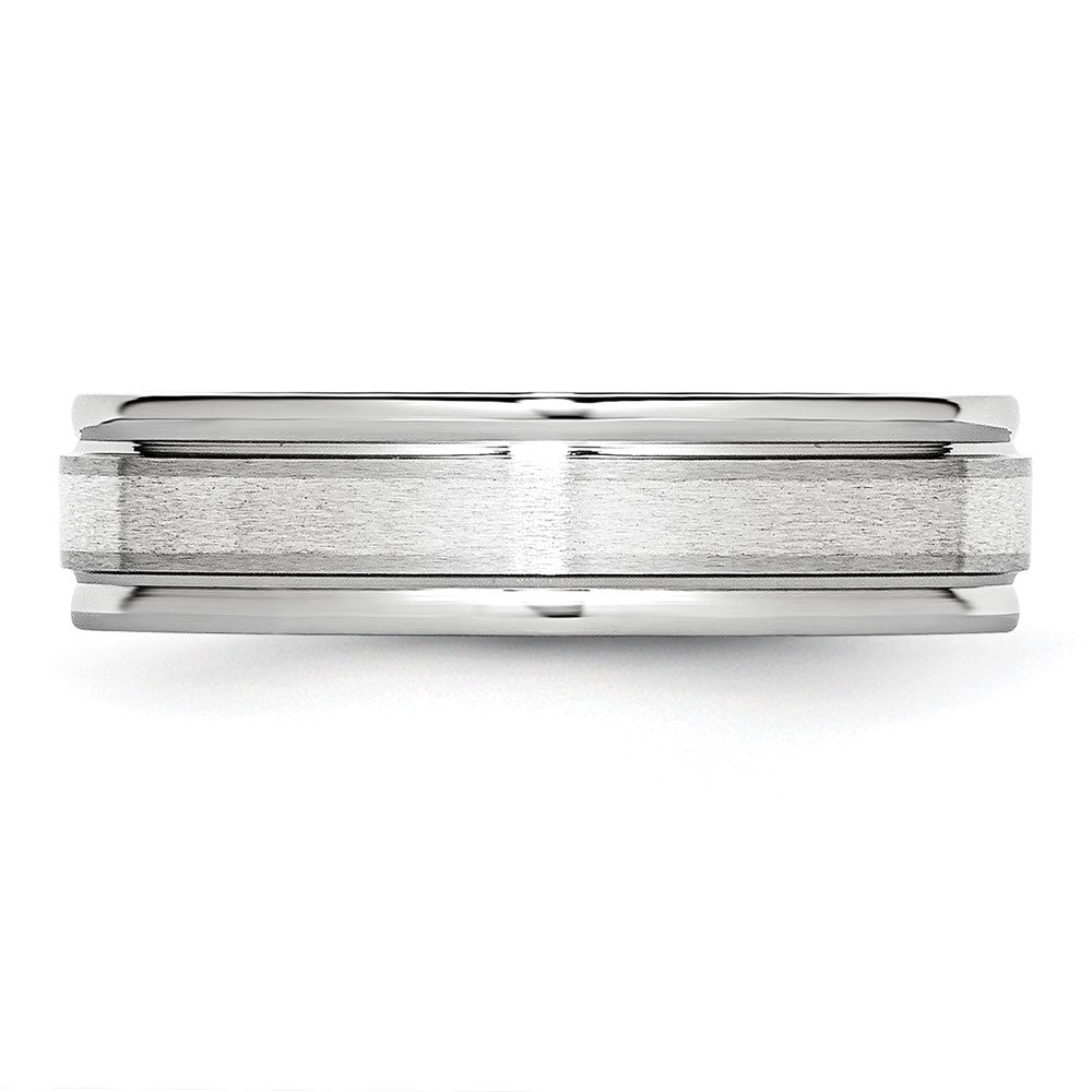 Cobalt Sterling Silver Inlay Satin and Polished 6mm Band Size - 13