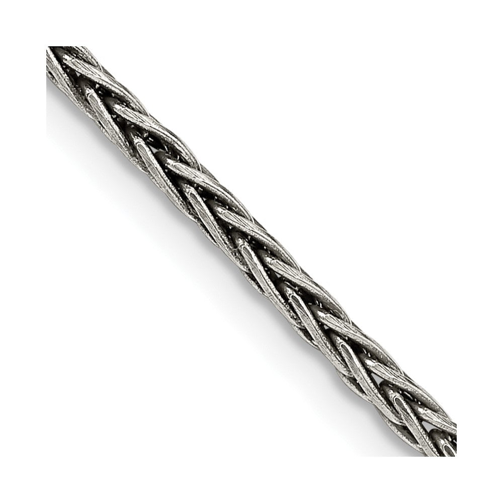 Sterling Silver Antiqued 2.2mm Solid Square Spiga Chain 30 Inches