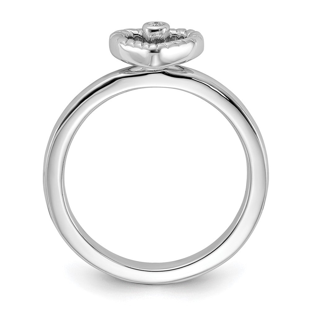 Sterling Silver Stackable Expressions Heart Diamond Ring Size -8