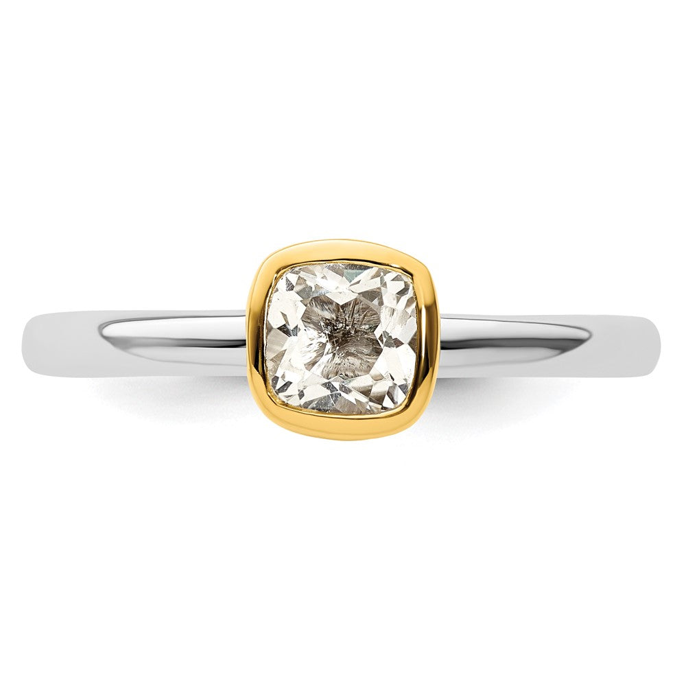 Sterling Silver Stackable Expressions w/Gold-plated White Topaz Ring Size -10