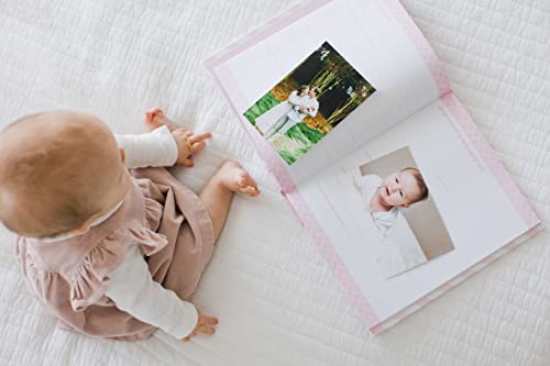 Pearhead Chevron Baby Book and Clean Touch Ink Pad, Pink