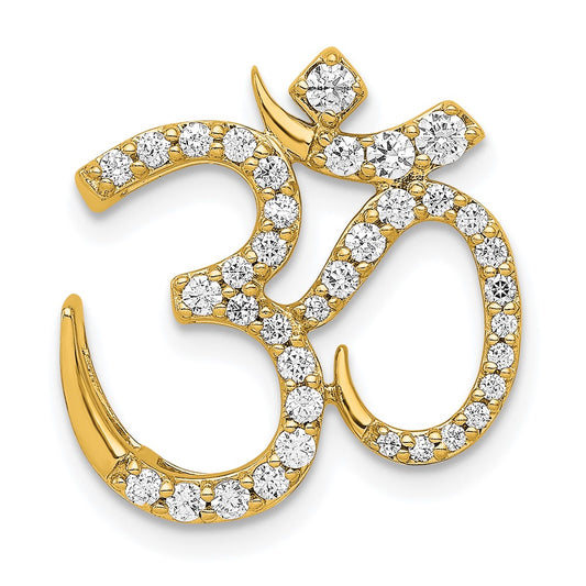 14k 3/8 carat Lab Grown Diamond VS/SI+ G+ Om Chain Slide Pendant