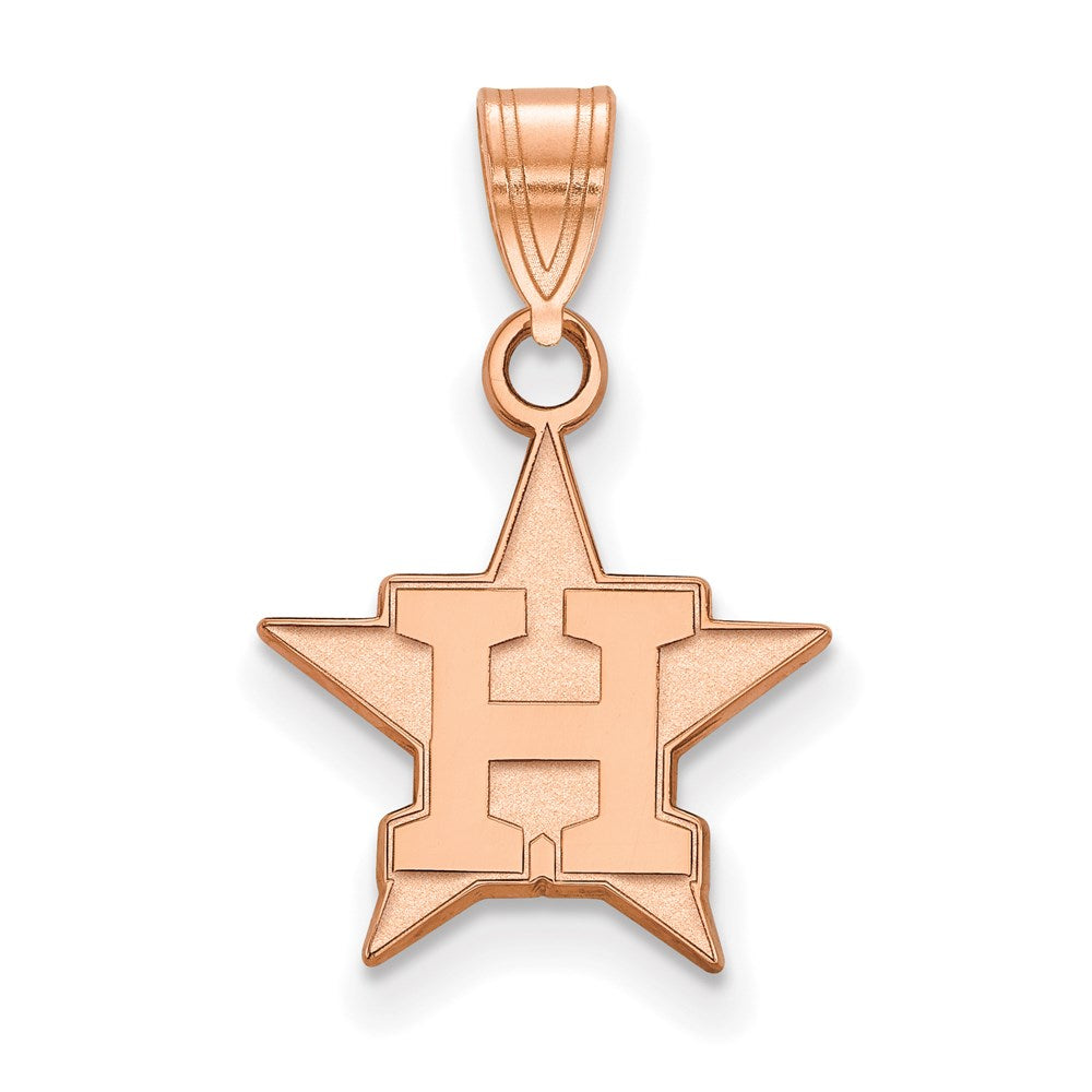Sterling Silver Rose Gold-plated MLB LogoArt Houston Astros Small Pendant