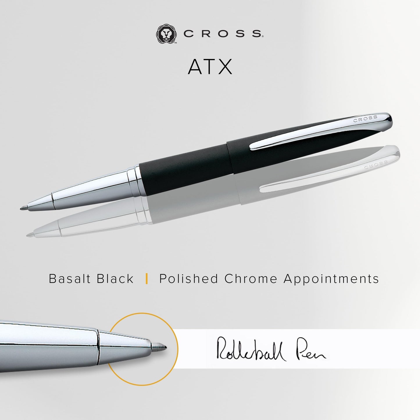Cross ATX Refillable Ballpoint Pen, Medium Ballpen, Includes Premium Gift Box - Basalt Black