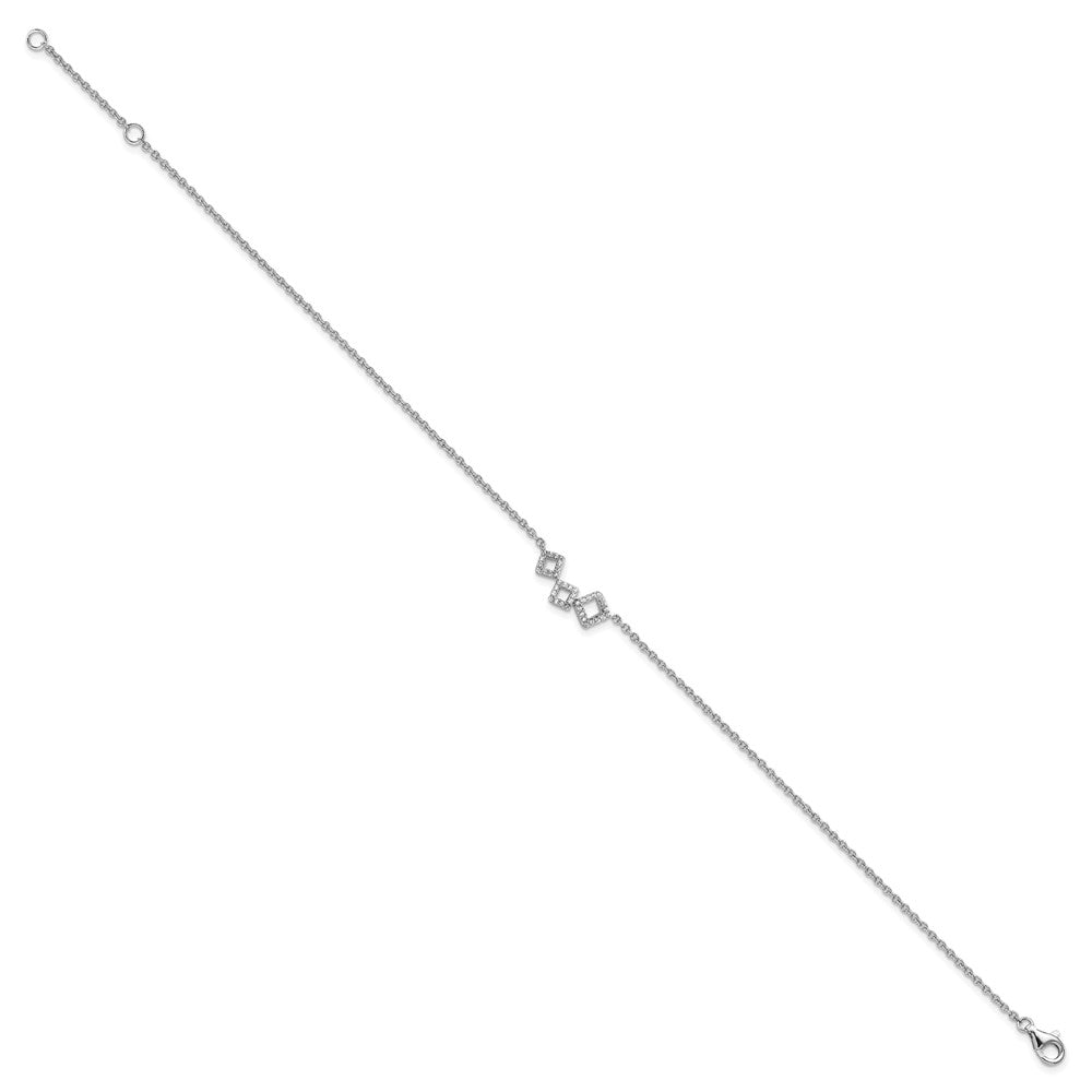 Cheryl M Sterling Silver Rhodium-plated Brilliant-cut CZ Geometric 9.5 Inch Anklet with 1 Inch Extender 9.5 inches
