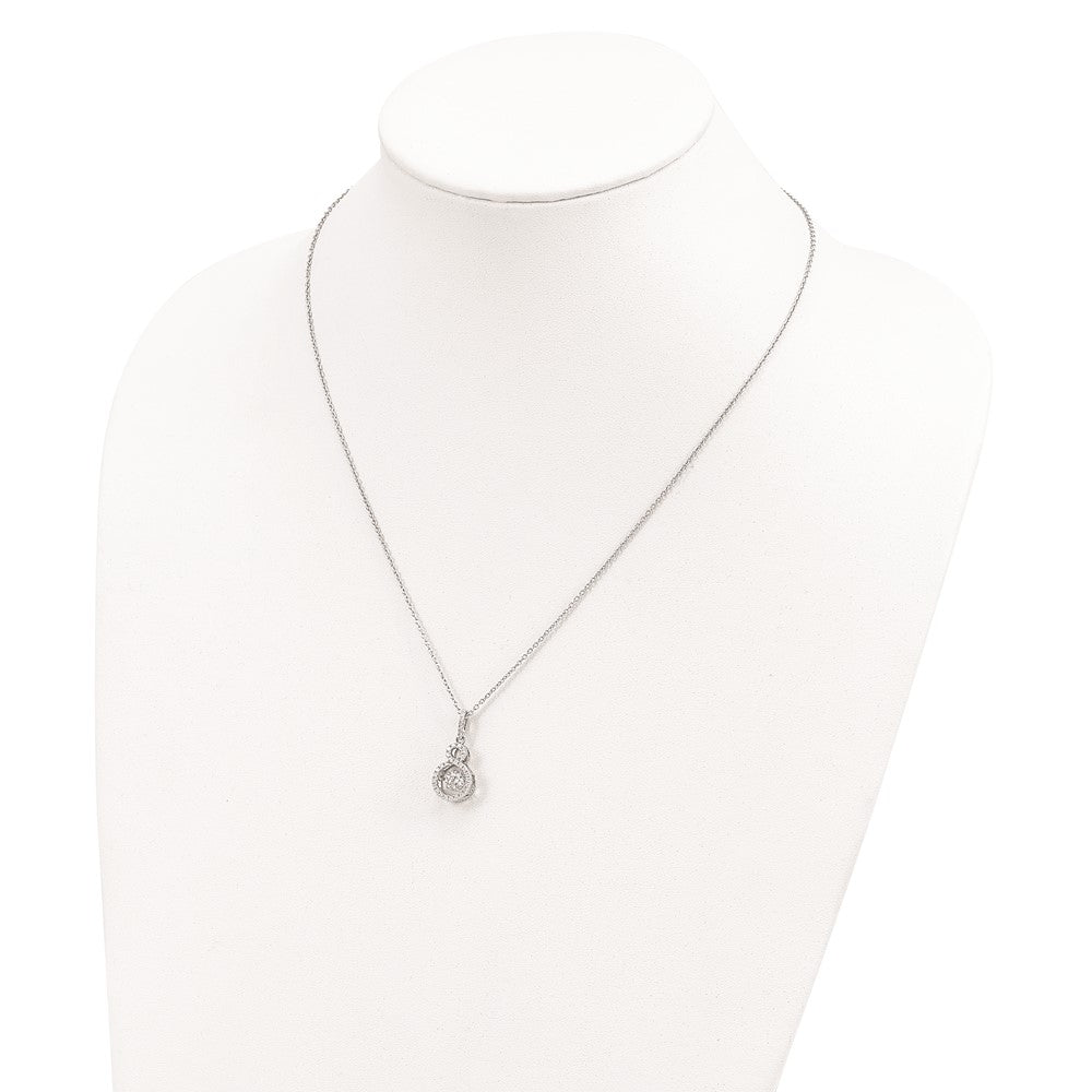 Brilliant Embers Sterling Silver Rhodium-plated 34 Stone with Moving Center Vibrant CZ and Micro Pav‚ CZ Infinity Necklace with 2 Inch Extender 18 Inches