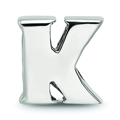 925 Sterling Silver Polished Reflections SimStars Letter Name Personalized Monogram Initial K Bead Charm 8.18x8.18mm Wid