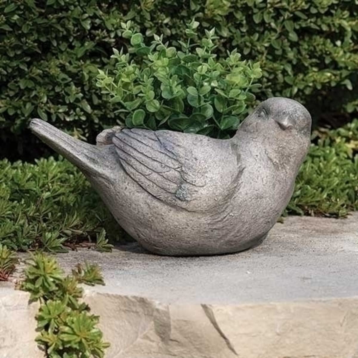 12.75" Gray Bird Design Garden Planter