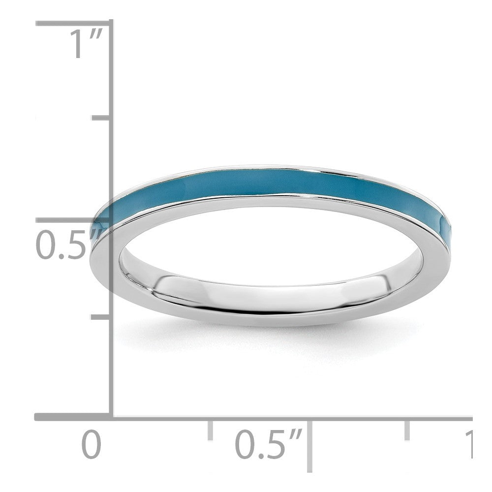 Sterling Silver Stackable Expressions Blue Enameled 2.25mm Ring Size -9