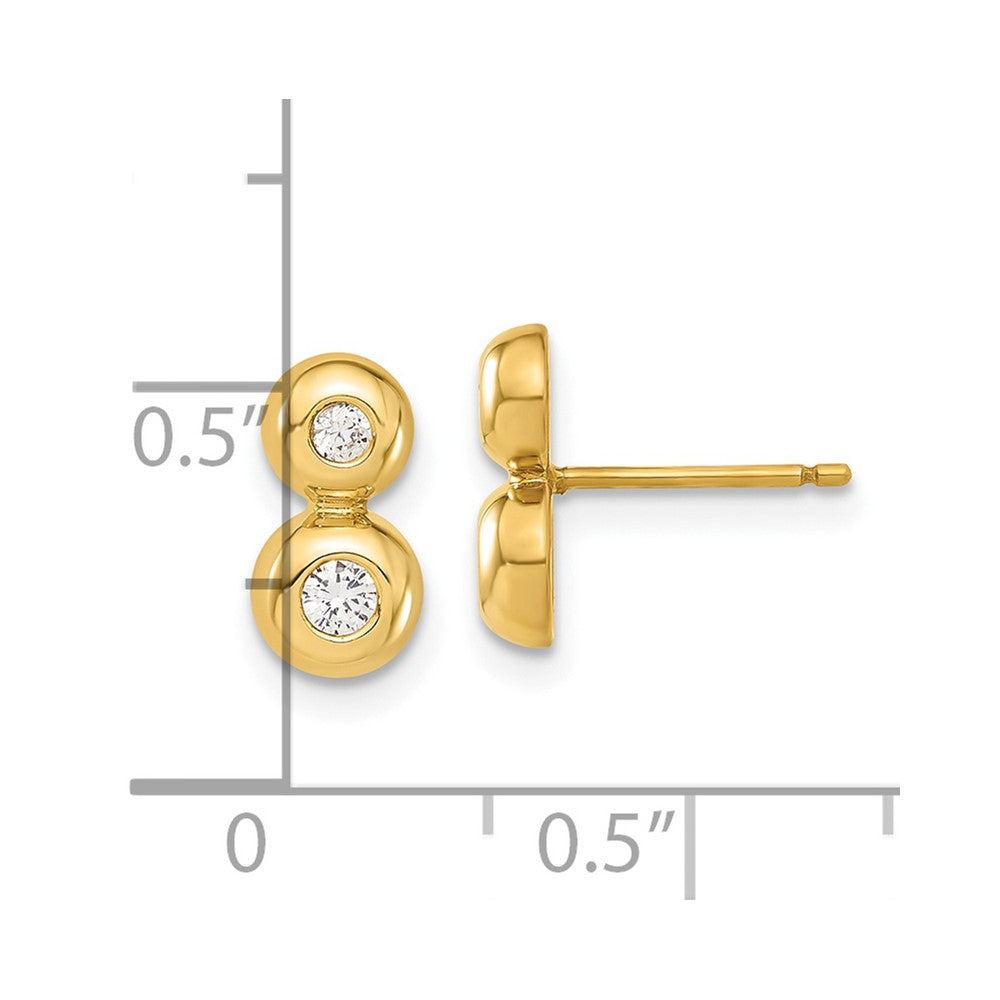 14ky Polished CZ Post Earrings