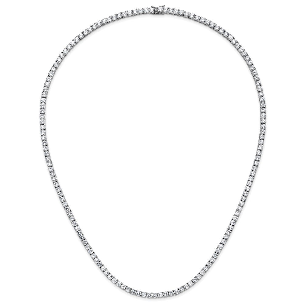 Cheryl M Sterling Silver Rhodium-plated Polished 4.00mm CZ with Safety Clasp Tennis Necklace 24 Inches