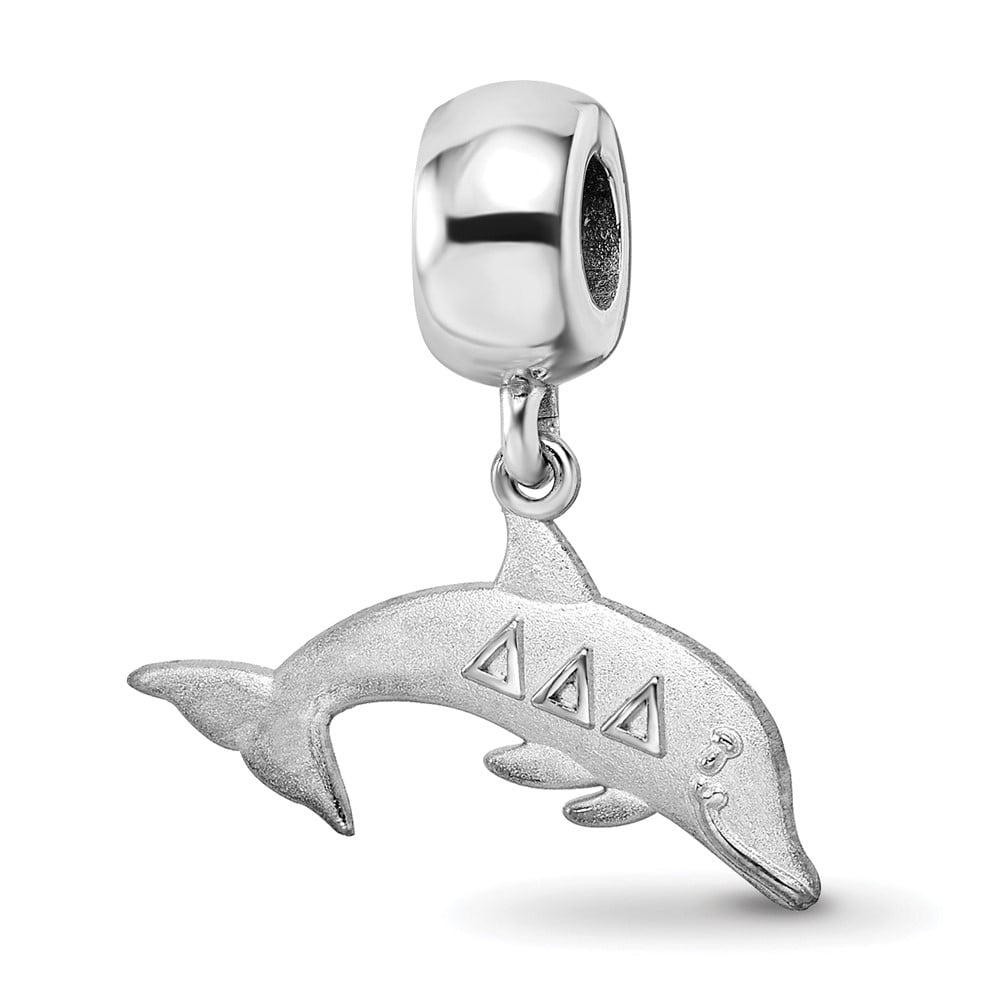 Sterling Silver Rhodium-plated LogoArt Delta Delta Delta Dolphin on Bead QDDD003BD1-SS