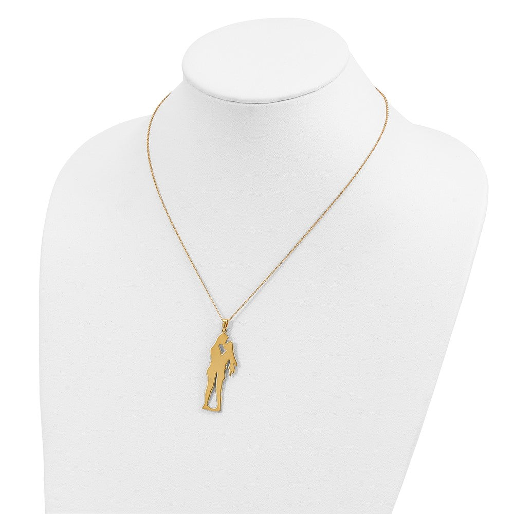 Sterling Silver Gold Plated Valentine Lovers Pendant Necklace