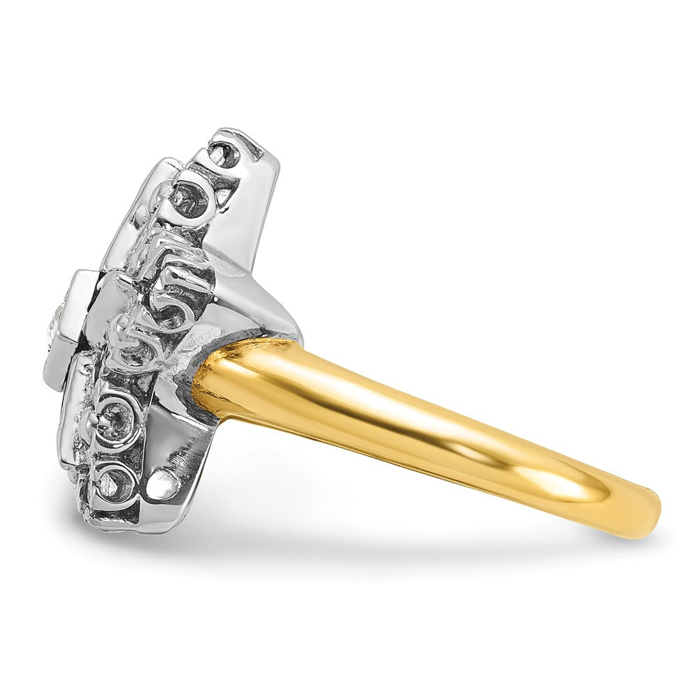 IBGoodman 14k Two-tone Women's Polished and Beaded with Multi-color CZ and Diamond Eastern Star Masonic Ring