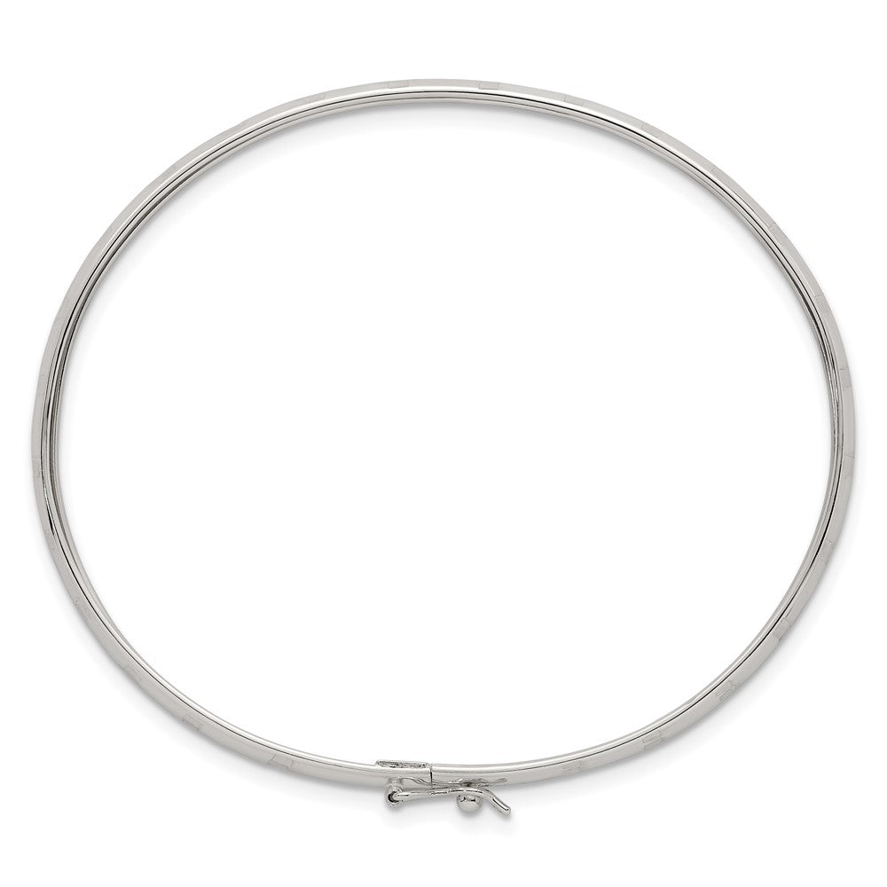 Sterling Silver Polished and Diamond-cut 4.0mm Flexible Bangle