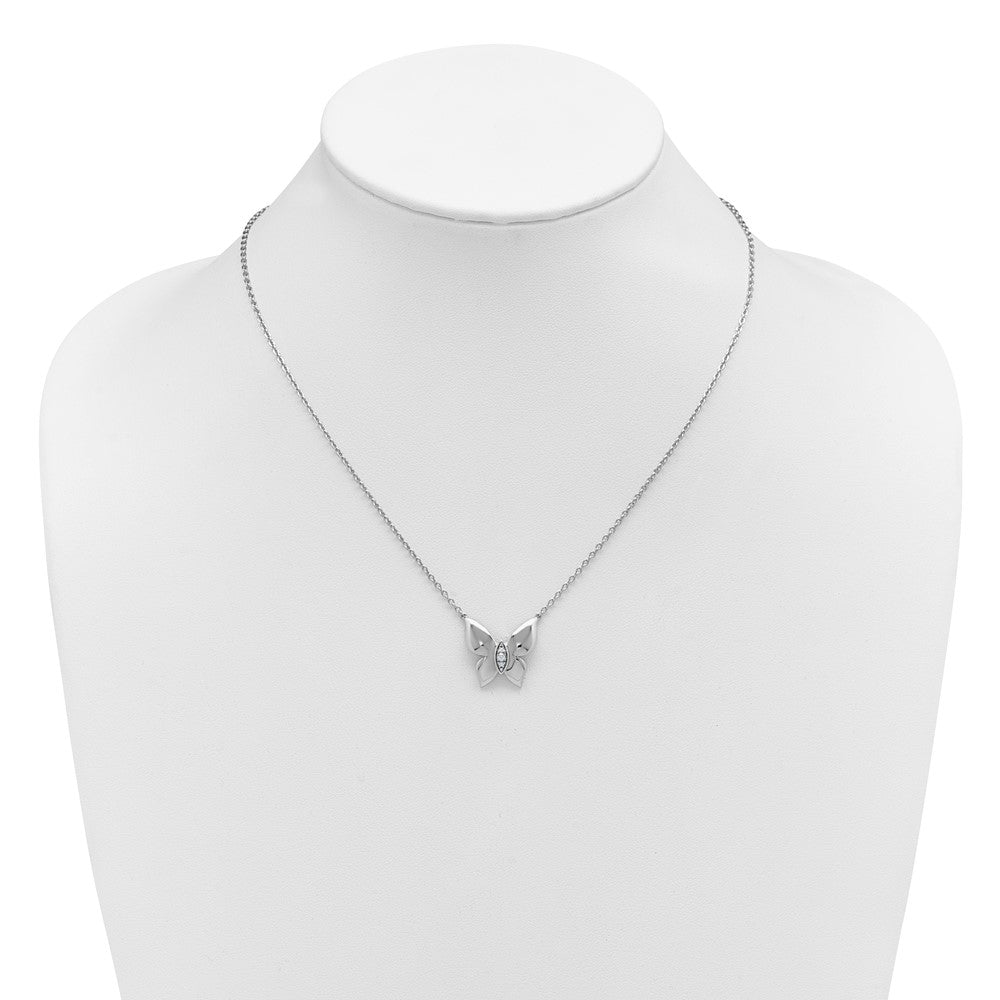 White Ice Sterling Silver Rhodium-plated Diamond Butterfly 18 inch Necklace plus 2 inch Extender 18 Inches