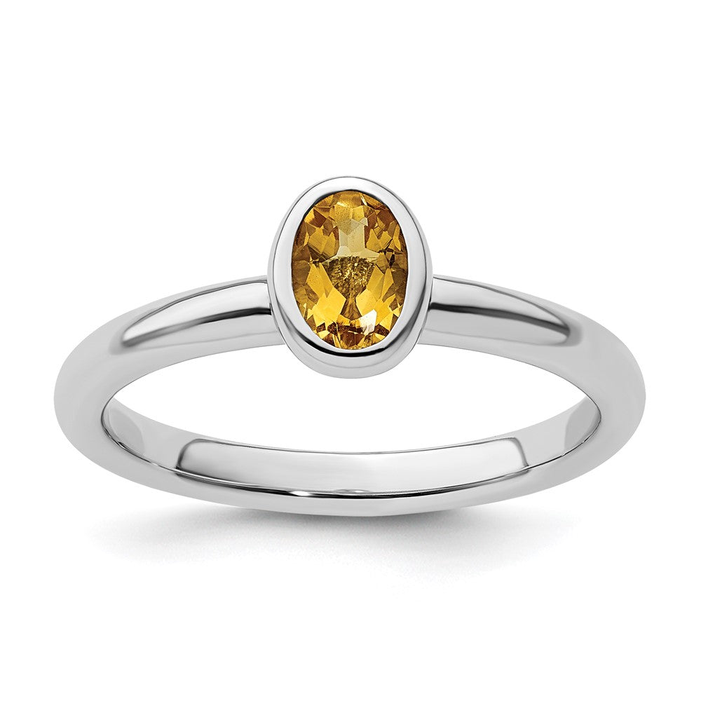 Sterling Silver Stackable Expressions Oval Citrine Ring Size -5