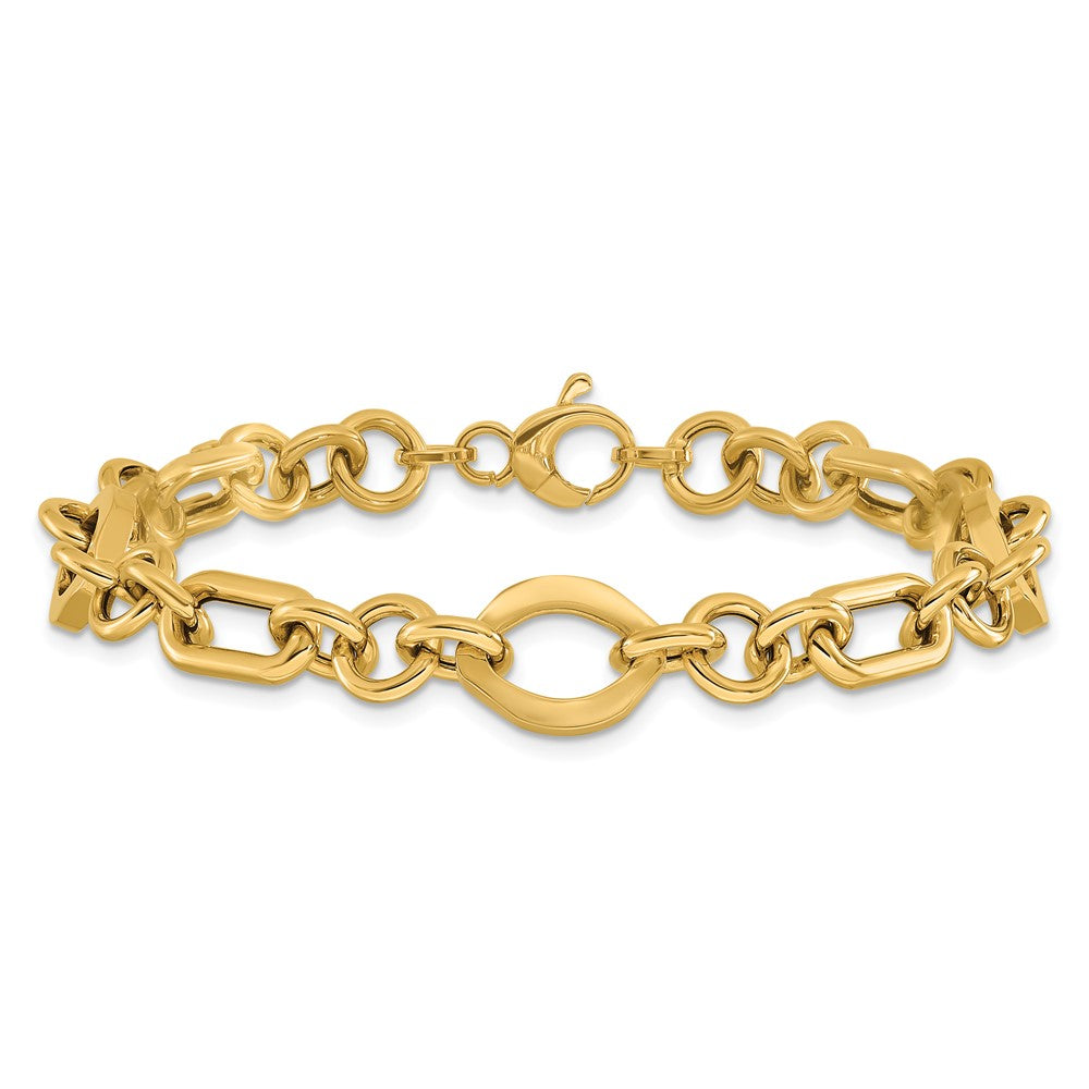 14K Polished Fancy Link Bracelet 7.5  inches