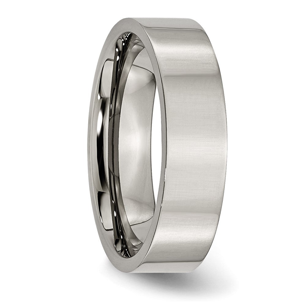 Titanium Polished 6mm Flat Band Size - 6