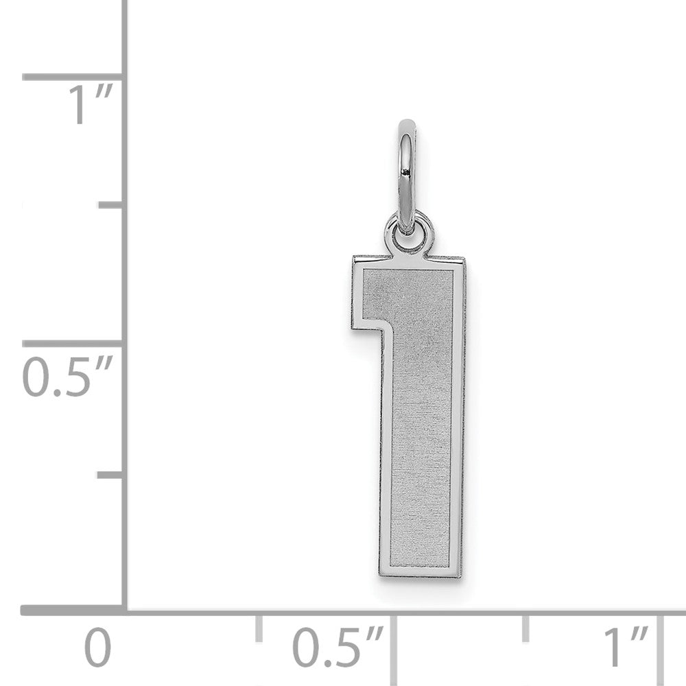 Sterling Silver/Rhodium-plated Satin Number 1 Charm