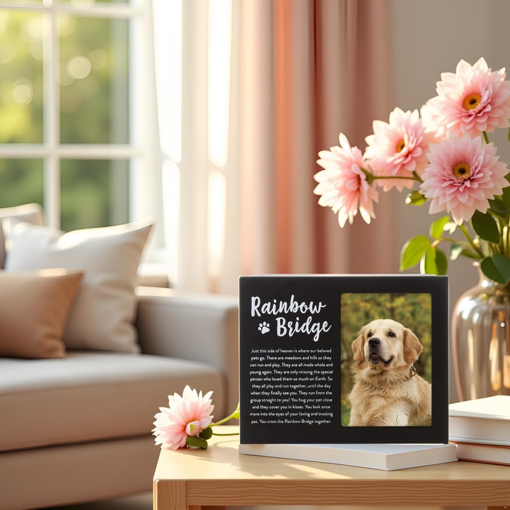 Black Wooden RAINBOW BRIDGE Pet Memorial Remembrance 3.5x5 Photo Frame QGM20986