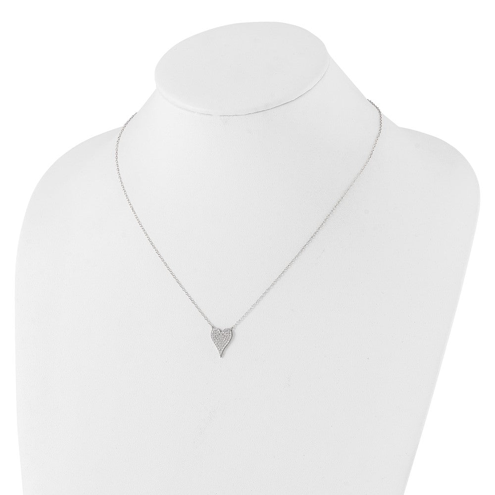 Cheryl M Sterling Silver Rhodium-plated Brilliant-cut Pave CZ Heart 18 Inch Necklace 18 Inches