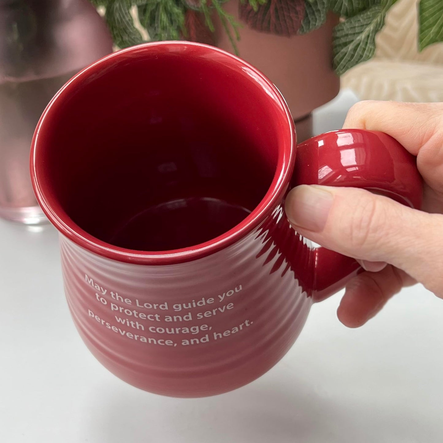 Mug-Pottery-Firefighter Prayer-Red
