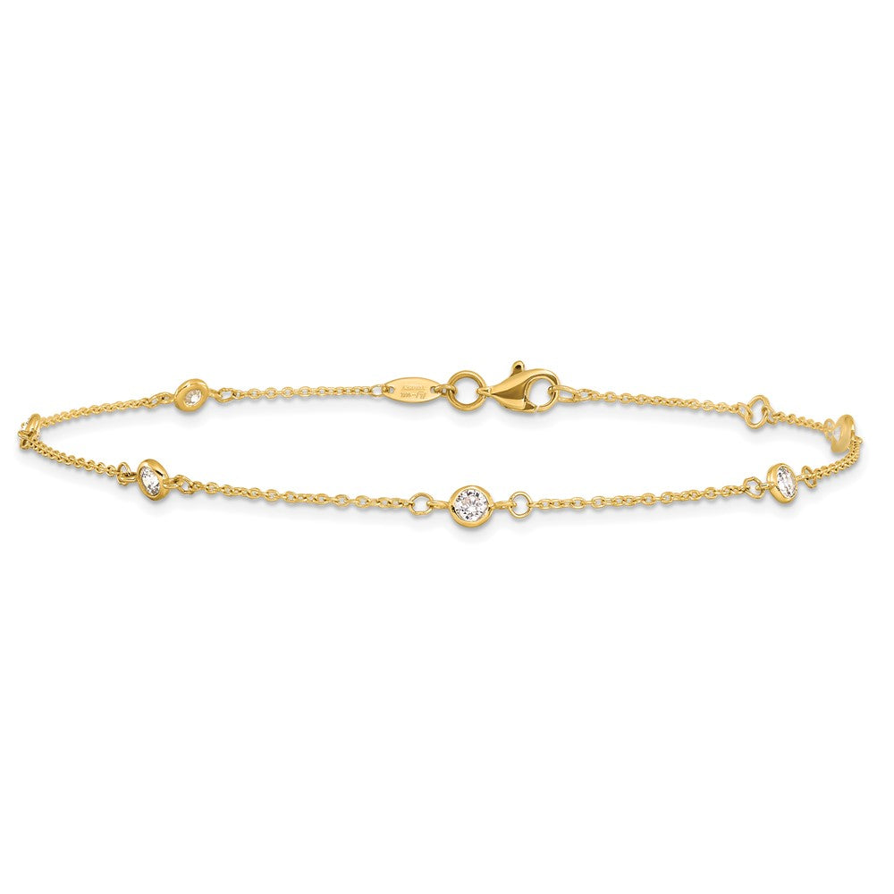 14K CZ Polished with 1in ext. Anklet