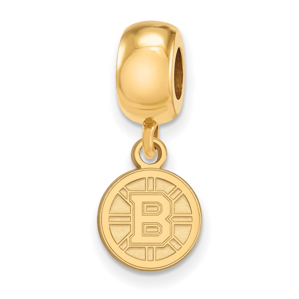 Sterling Silver Gold-plated NHL LogoArt Boston Bruins Dangle Bead