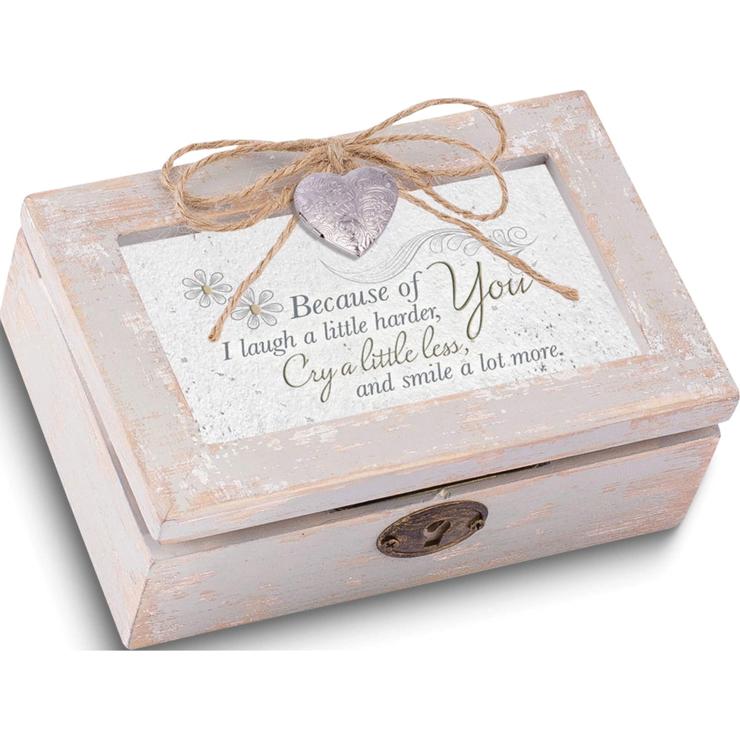 Fashion Distressed Finish Because Of You Heart Locket Music Box (6 X 4) Made In China gm18550