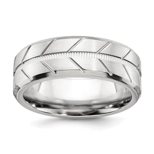 Cobalt Brushed and Polished Beveled 8mm Band Size - 11