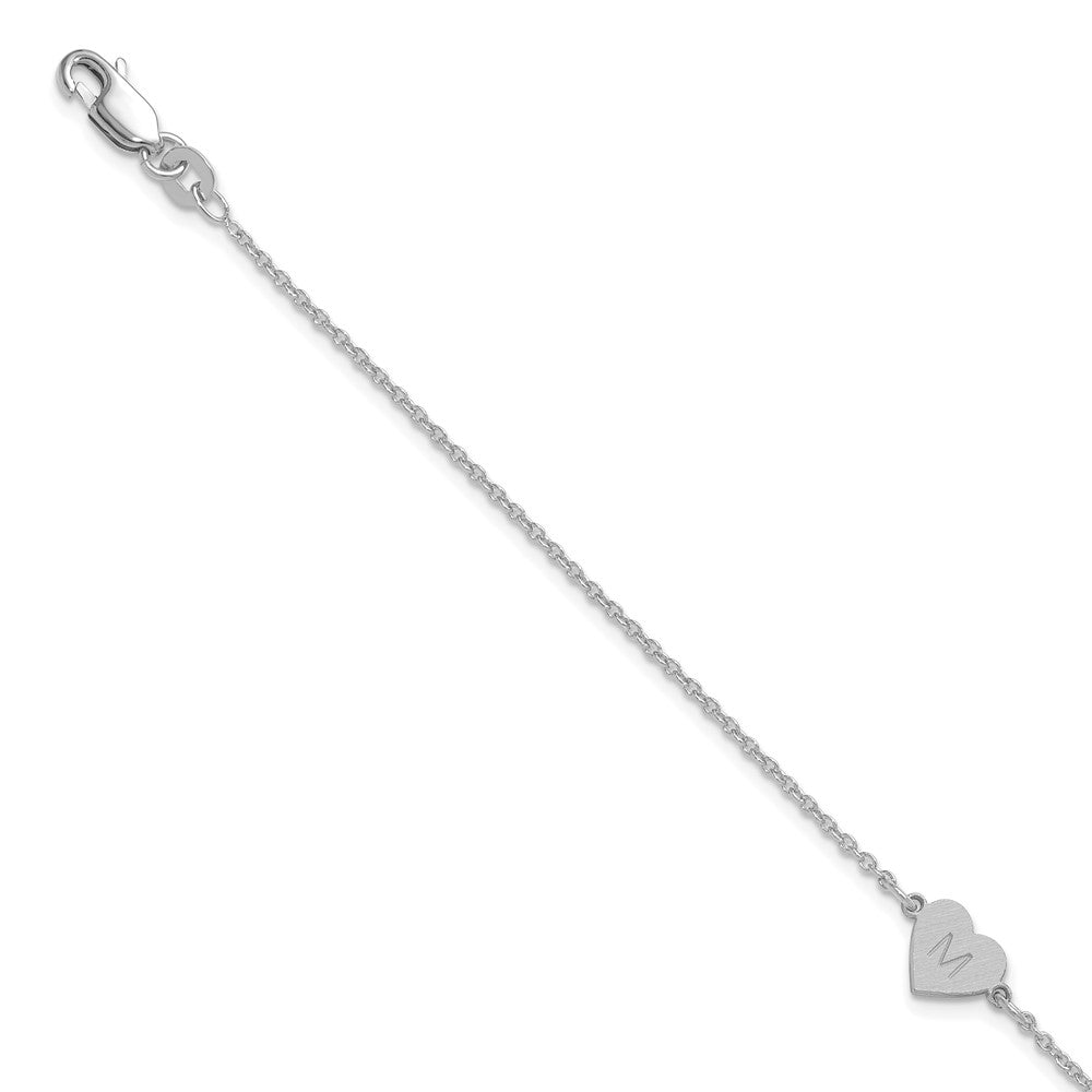 SS/Rhodium-plated Brushed 1 Station Heart Bracelet