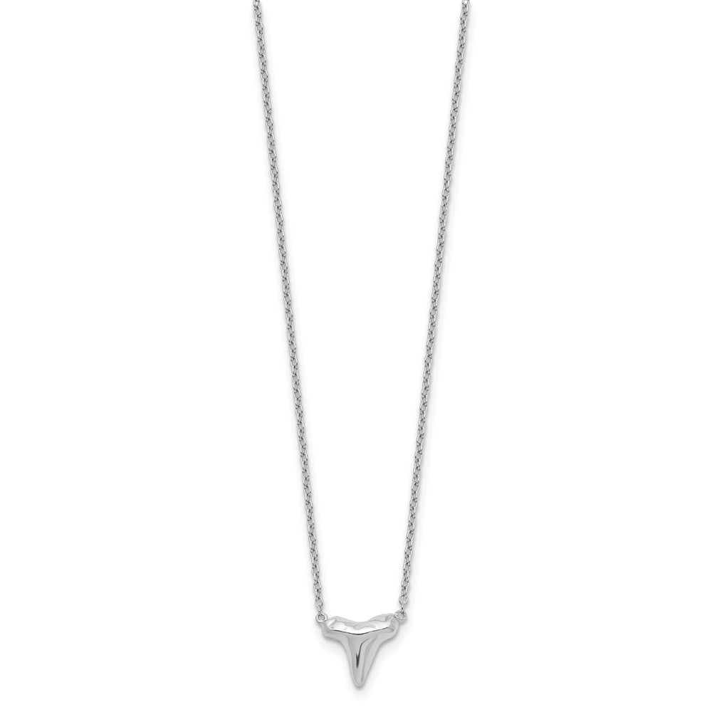 Sterling Silver Rhodium-plated Polished Shark Tooth 16 inch with a 2 inch extention Necklace 16 Inches