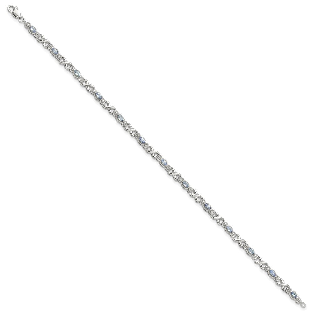 Sterling Silver Rhodium-plated Polished Tanzanite Xs 7.5 inch Bracelet 7.5 inches