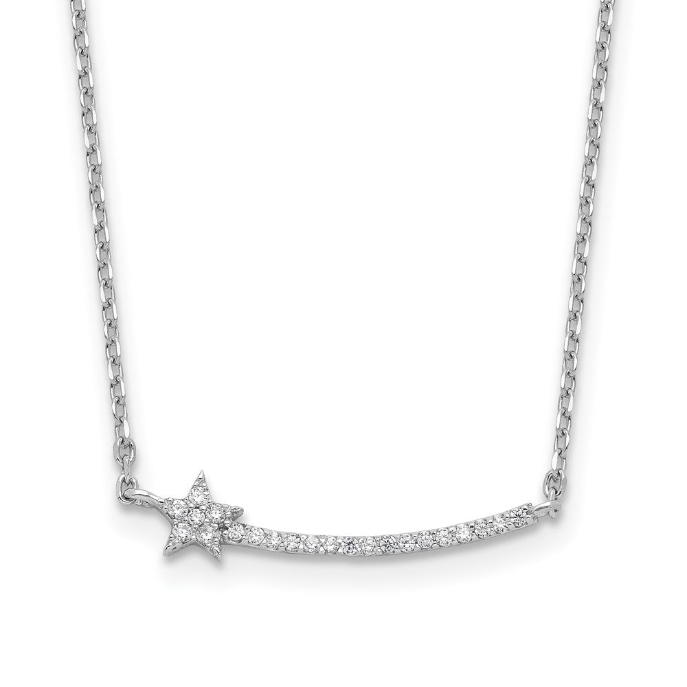 Sterling Shimmer Sterling Silver Rhodium-plated CZ 22 Stone 16 inch with 2 inch extension Star Necklace 16 Inches