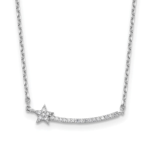 Sterling Shimmer Sterling Silver Rhodium-plated CZ 22 Stone 16 inch with 2 inch extension Star Necklace 16 Inches
