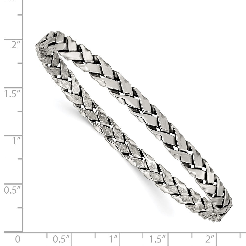 Sterling Silver Antiqued 5.25mm Slip-on Bangle 8 inches