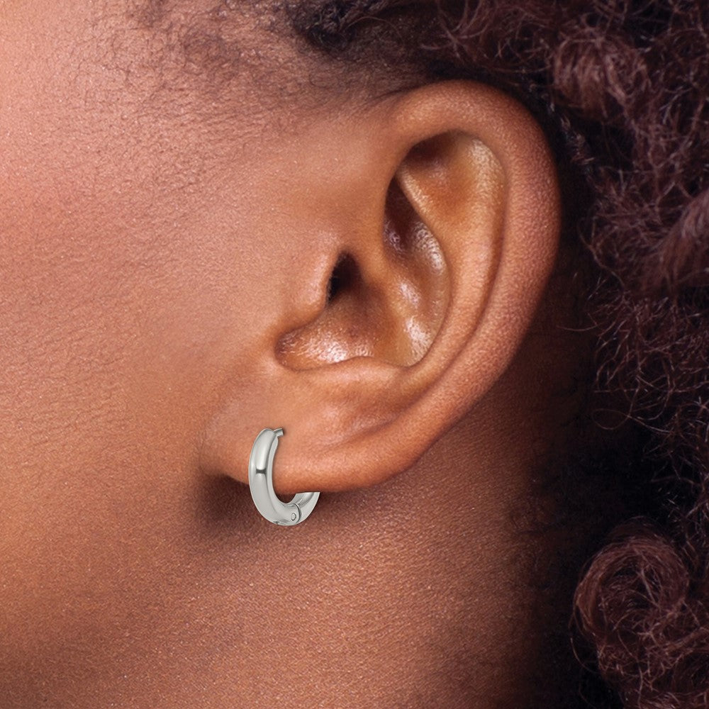 Stainless Steel Polished 3mm Hinged Hoop Earrings