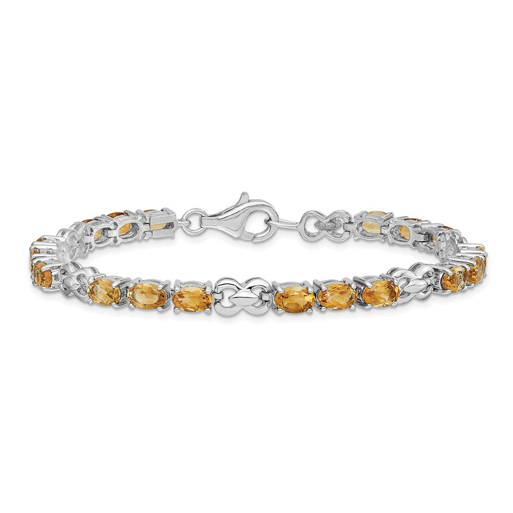 Sterling Silver Rhodium-plated Citrine Bracelet 7 inches