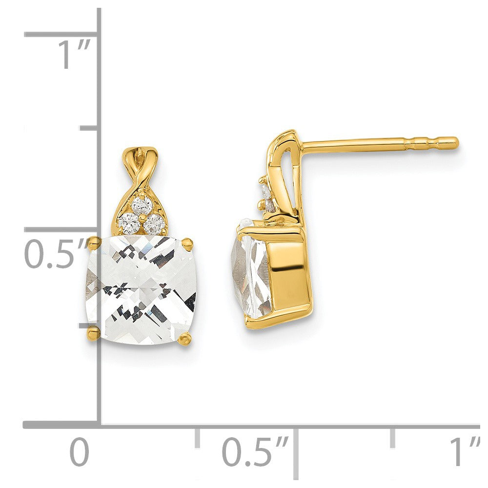 14ky Synthetic White Topaz & Diamond Earrings
