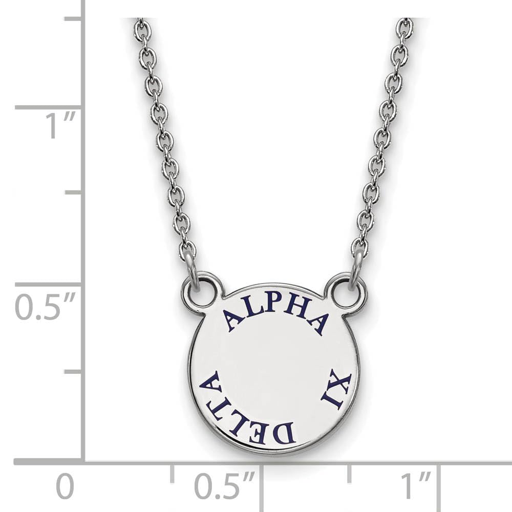 Sterling Silver 18in Official Licensed Greek Sororities Alpha Xi Delta (???) XS Enamel Pendant w/Necklace