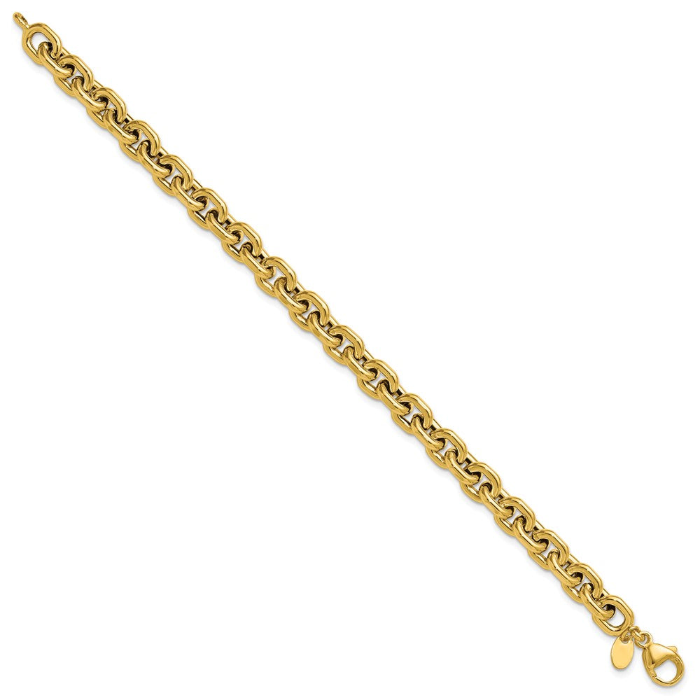 14K Polished 7.0mm Flat Edge Cable Link Bracelet 7.5  inches